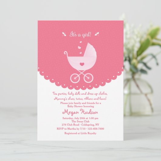 Het is een meisje babyshower uitnodiging (Staand voorkant)