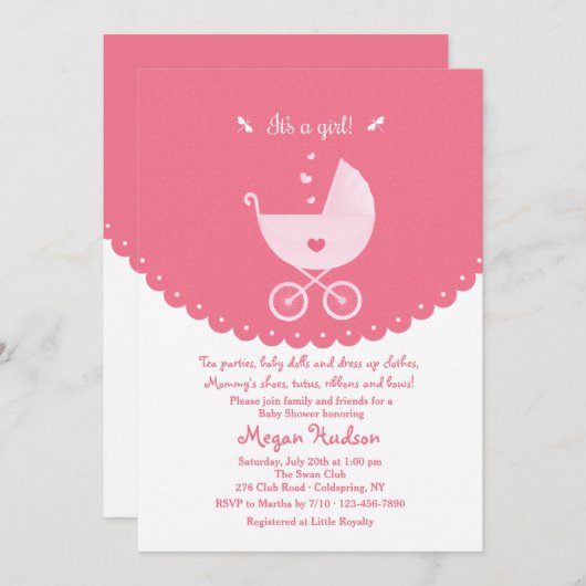 Het is een meisje babyshower uitnodiging (Voorkant / Achterkant)