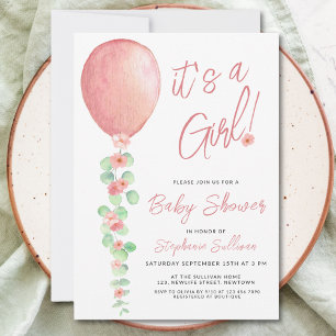 Het is een meisje ballon eucalyptus Baby shower Kaart