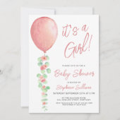 Het is een meisje ballon eucalyptus groen Baby sho Kaart (Voorkant)