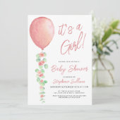 Het is een meisje ballon eucalyptus groen Baby sho Kaart (Staand voorkant)