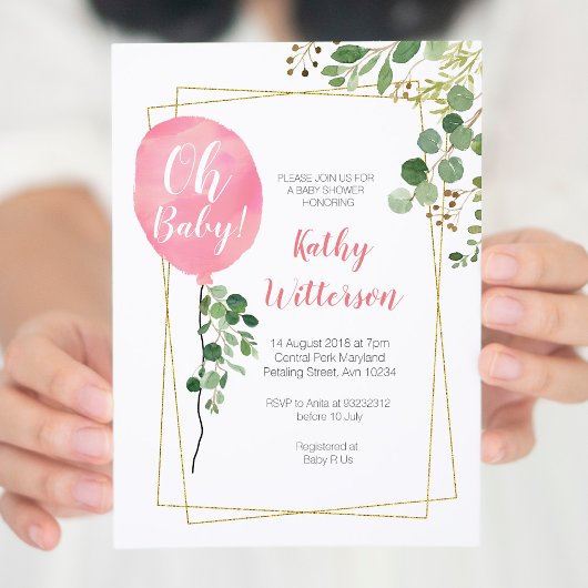 Het is een meisje Ballon Greenery oh baby shower Kaart