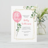 Het is een meisje Ballon Greenery oh baby shower Kaart (Staand voorkant)