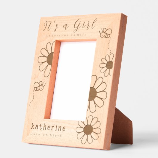 Het is een meisje Bee Daisy Gegraveerde Lijstjes (Links)