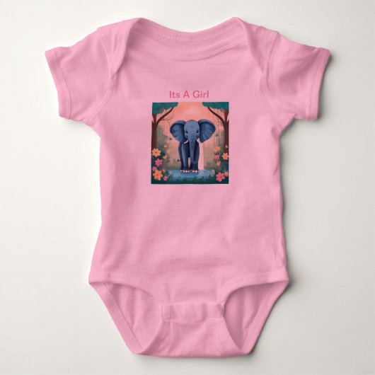 Het is een meisje blauwe Baby olifant, Romper (Voorkant)