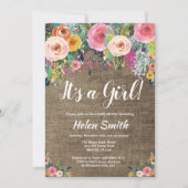 Het is een meisje Bloemen Baby shower Invitation B Kaart (Voorkant)