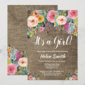 Het is een meisje Bloemen Baby shower Invitation B Kaart (Voorkant / Achterkant)