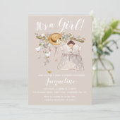 Het is een Meisje Bloemen Baby shower Uitnodiging (Staand voorkant)