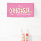 Het is een meisje, bloemen en vlinders baby shower spandoek (Insitu)