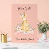 Het is een meisje bloemengiraffe roze baby shower acryl bord (Huwelijk)
