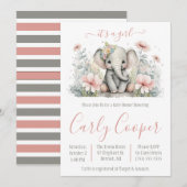 Het is een meisje! Bloemenolifant Baby shower Kaart (Voorkant / Achterkant)