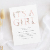 Het is een meisje bloementypografie roze Baby show Kaart