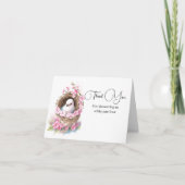 Het is een meisje bloemenvogelnest bedankje bedankkaart (Voorkant)