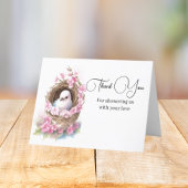 Het is een meisje bloemenvogelnest bedankje bedankkaart