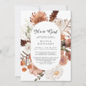 Het is een meisje bloemige babyshower uitnodiging (Voorkant)