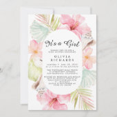 Het is een meisje bloemige babyshower uitnodiging (Voorkant)