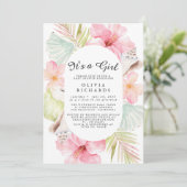 Het is een meisje bloemige babyshower uitnodiging (Staand voorkant)