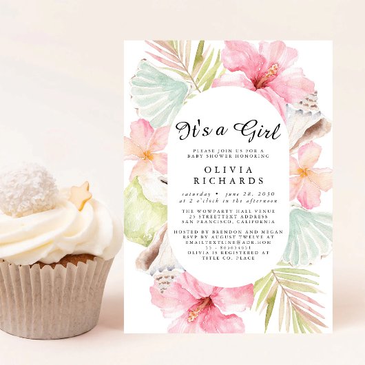 Het is een meisje bloemige babyshower uitnodiging