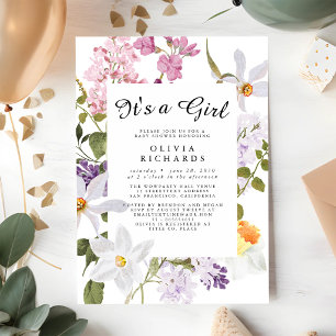 Het is een meisje bloemige babyshower uitnodiging