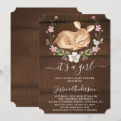 Het is een meisje Bloemrijke bosbaby herten baby s Kaart (Voorkant / Achterkant)