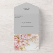 Het is een meisje blozen bloesem all in one uitnodiging (Buitenkant)