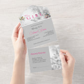 Het is een meisje blozen bloesem all in one uitnodiging (Afscheurbaar)