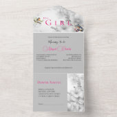 Het is een meisje blozen bloesem all in one uitnodiging (Binnen)