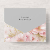 Het is een meisje blozen bloesem all in one uitnodiging (Achterkant)