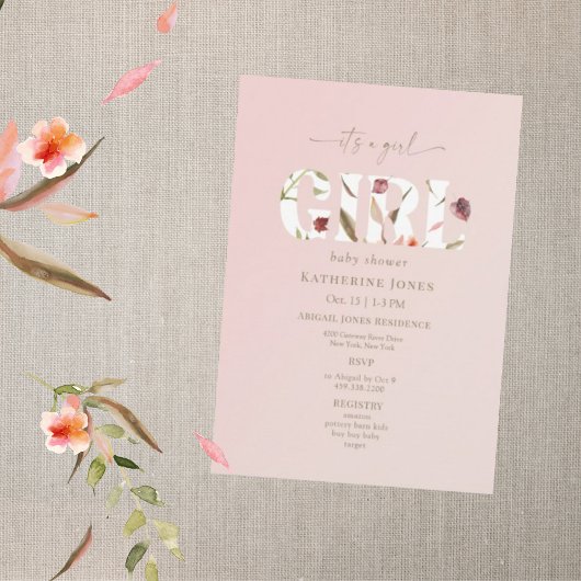 Het is een Meisje Blush Herfst Baby shower II Kaart