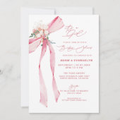 Het is een meisje! Blush Pink Bow Floral Baby show Kaart (Voorkant)