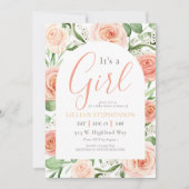 Het Is Een Meisje Blush Roze Bloemencode QR Code Kaart (Voorkant)