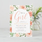 Het Is Een Meisje Blush Roze Bloemencode QR Code Kaart (Staand voorkant)