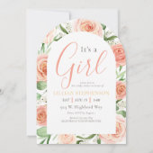 Het Is Een Meisje Blush Roze Bloemencode QR Code Kaart (Voorkant)