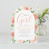 Het Is Een Meisje Blush Roze Bloemencode QR Code Kaart (Staand voorkant)