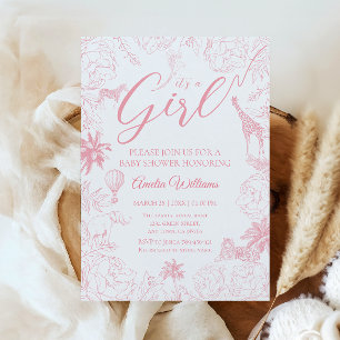 Het is een meisje Blush Safari Jungle Baby Shower Kaart