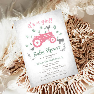 Het is een meisje boerderij tractor baby shower ui kaart