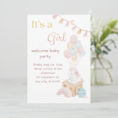 Het is een meisje boho ballon Baby shower Kaart (Staand voorkant)