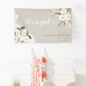 Het is een meisje Boho bloem neutrale baby shower  Spandoek (Insitu)