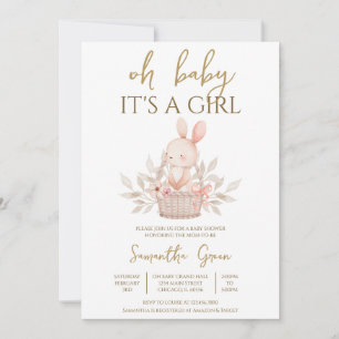 Het is een meisje Boho Bunny Baby Shower Kaart