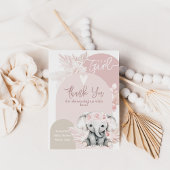 Het is een meisje Boho Floral Pink Baby shower Bedankkaart