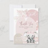 Het is een meisje Boho Floral Pink Baby shower Bedankkaart (Voorkant)