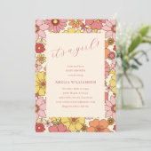 Het is een Meisje  Boho Pink Floral Baby shower Kaart (Staand voorkant)