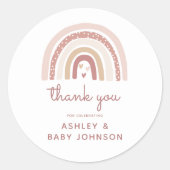 Het is een meisje Boho Rainbow Baby shower Dank je Ronde Sticker (Voorkant)