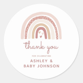 Het is een meisje Boho Rainbow Baby shower Dank je Ronde Sticker