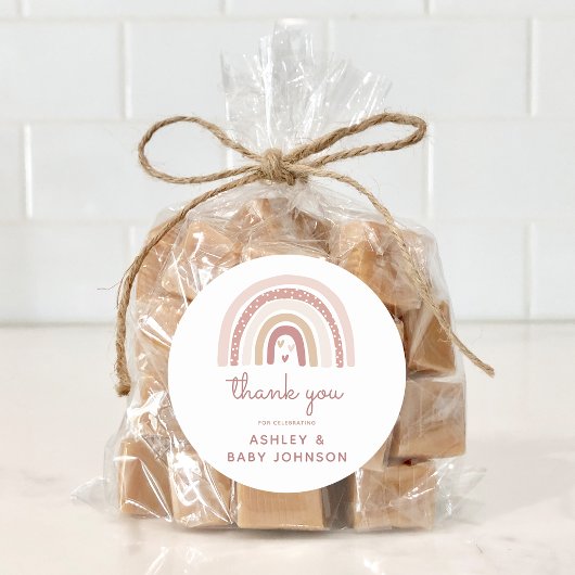 Het is een meisje Boho Rainbow Baby shower Dank je Ronde Sticker