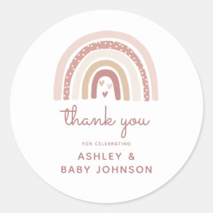Het is een meisje Boho regenboog babyshower bedank Ronde Sticker