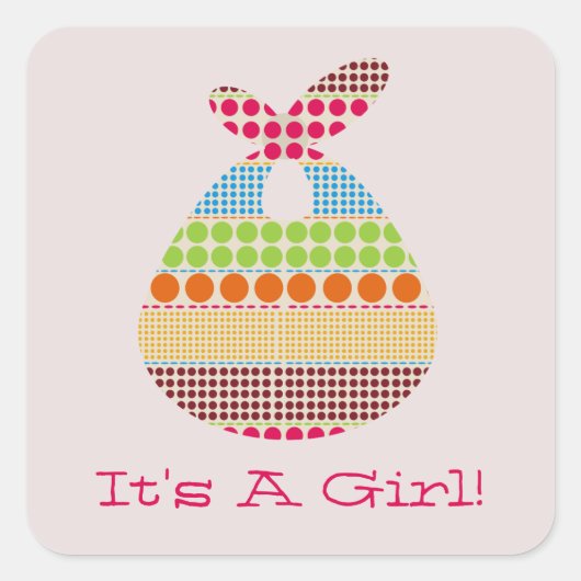 Het is een meisje Boho Stippen Bundel Baby shower Vierkante Sticker (Voorkant)