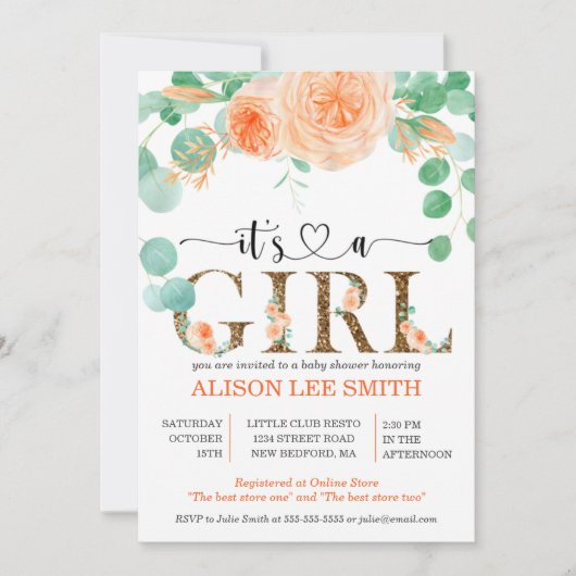 Het is een meisje Botanisch blauwgroen en oranje B (Voorkant)