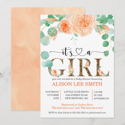 Het is een meisje Botanisch blauwgroen en oranje B (Voorkant / Achterkant)