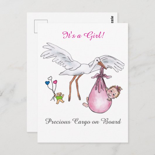 Het is een meisje! briefkaart (Voorkant / Achterkant)